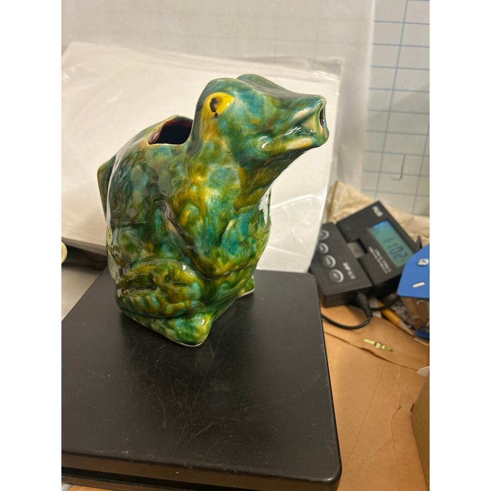 Vintage Majorca frog pitcher open mouth MADE IN France 7”